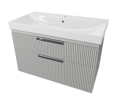 Distinct Dedham, 800mm, Fluted Wall Mounted 2 Drawer Basin Unit (Unit Only) product image