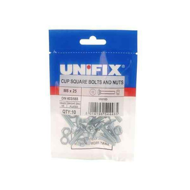 Owlett Cup Square Hex Bolt & Nut Bzp M12 x 180mm (Pk4) product image