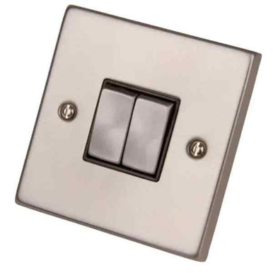 Deco 10ax Ingot 2 Gang 2 Way Satin Chrome Switch, Black product image