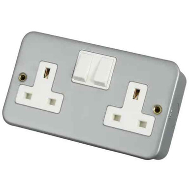 Essentials Cl036 13a Metal Clad 2 Gang Double Pole Switched Socket product image