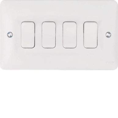 Hager WMPS42 10ax 4 Gang 2 Way Plate Switch product image