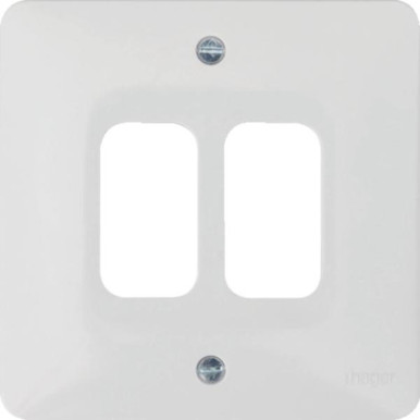 Hager 2 Gang White Moulded Grid Plate product image
