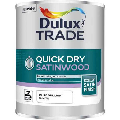 Dulux Trade Quick Drying Satinwood, Pure Brilliant White, 1l product image