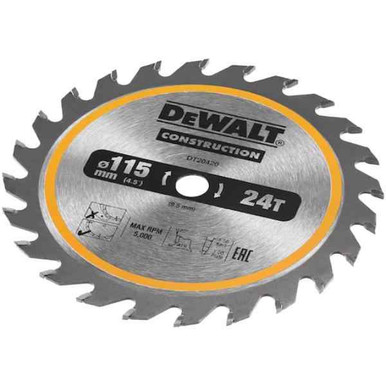 Dewalt Tct Construction Circular Saw Blade, 115mm x 9.5mm, 24T product image