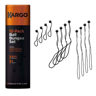 Kargo 12pk Ball Bungees (4 x 20mm, 4 x 40mm, 4 x 60mm) In Card Tube product image