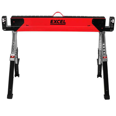 Heavy Duty Folding Sawhorse Pair – Adjustable Height 27.5-31.5", 2200 Lb Capacity, 2x4 Support Arms, Portable Work Support For Jobsite