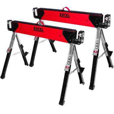 Excel Heavy Duty Steel Folding Saw Horse With Adjustable Legs, Twin Pack product image