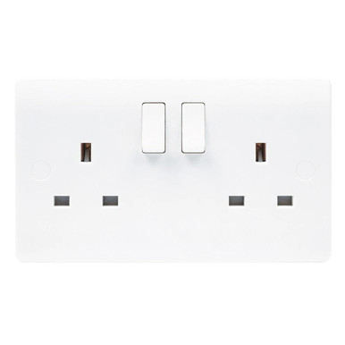 Newlec 2 Gang Slimline Curved 13a Switch Socket product image