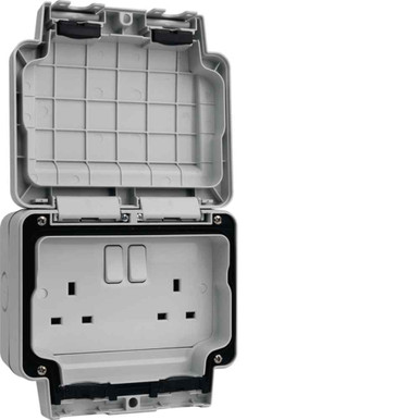 Hager Wxpss82 Ip66 Twin 13a Dp Switched Socket product image