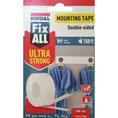 Soudal Fix All Ultra Strong Mounting Tape, 1.5m x 19mm, White product image