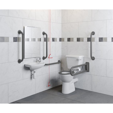 Lecico Close Coupled Economy Doc M Pack, Grey Grab Rails product image