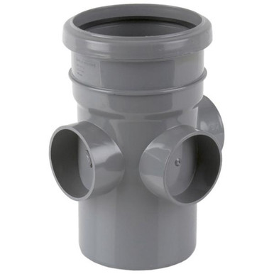 Brett Martin 110mm Soil Triple Boss Pipe Single Socket, Grey product image