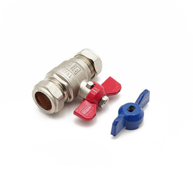 T-Bar Ball Valve, 22mm, Red and Blue Handles product image