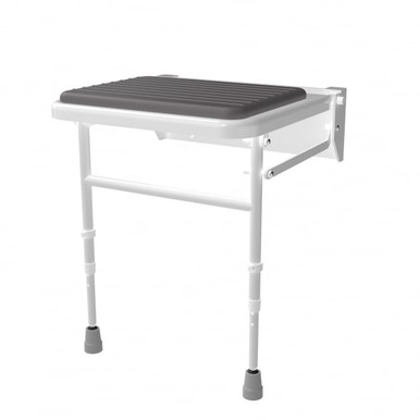 Nymas Wall Mounted Shower Seat with Legs, Padded, Grey product image