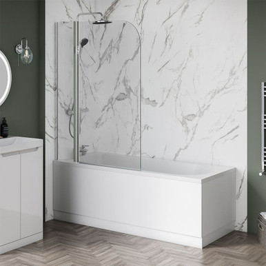 Ai6 Chrome Curved Bath Screen With Fixed Panel, 1400mm x 1000mm product image