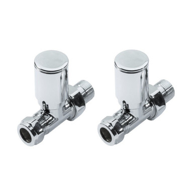 Kartell Modern Straight Radiator Valve, 15mm, Chrome, Pair product image