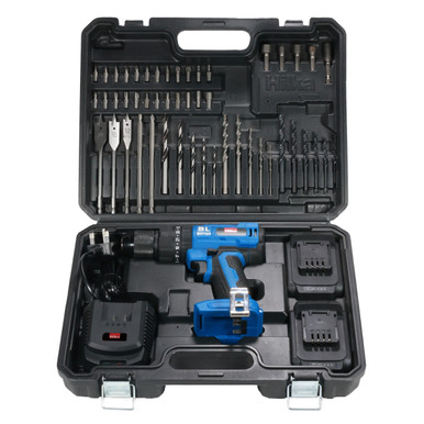 Hilka 18v Li-ion Brushless Combi Drill With Two 2.0ah Batteries and 50 Piece Accessories product image