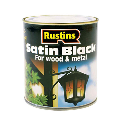 Rustins Quick Dry Satin Black Paint, 1l product image