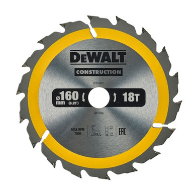 Dewalt Construction Circular Saw Blade, 160mm x 20mm, 18T product image