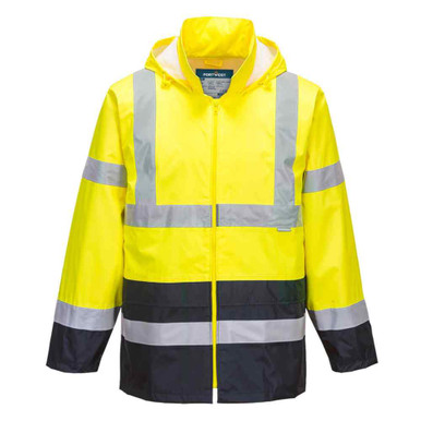 Hi Vis Classic Contrast Rain Jacket, Yellow/Navy, Medium product image