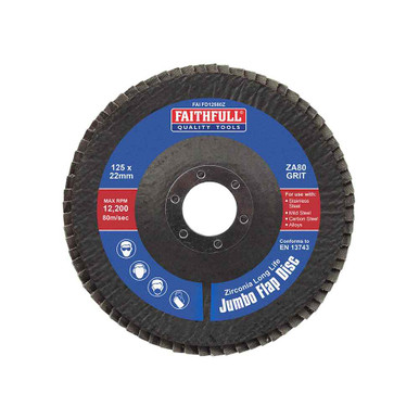 Full Zirconia Abrasive Jumbo Flap Disc, 115mm x 22mm, 80 Grit product image
