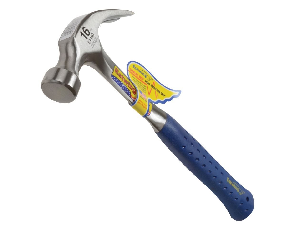 Photograph of Estwing E3/16C Curved Claw Hammer - Vinyl Grip 450g (16oz)