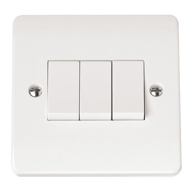 Click Cma013 Plate Switch, 3 Gang, 2 Way, 10a, White product image