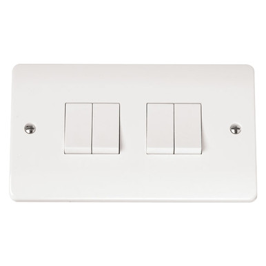 Click Cma019 Plate Switch, 4 Gang, 2 Way, 10a, White product image