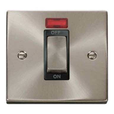 Deco 45a Ingot 1 Gang Double Pole Switch Neon, Satin Chrome Black product image