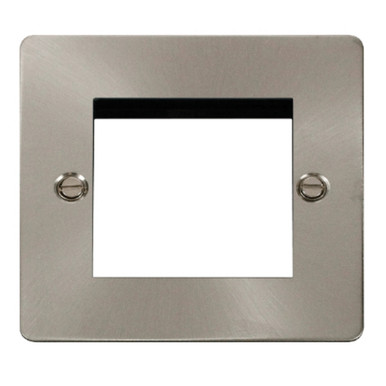 Click 1 Gang 2 Aperture Euro Plate, Flat Plate Brushed Steel product image