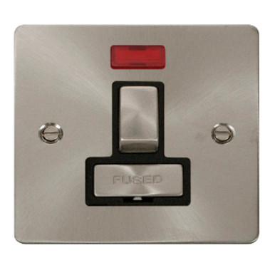 Click Fpbs752bk Switched Spur, 13a, Neon, Flat Plate Brushed Steel product image