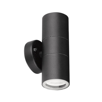 Aurora 230v 2xgu10 Ip44 Fixed Up/down Wall Light, Black product image
