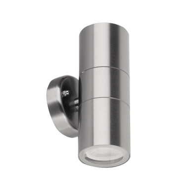 Aurora En-Wl2ss 230v 2xgu10 Ip44 Fixed Up/down Wall Light, Stainless Steel product image
