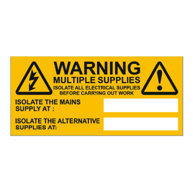 Isigns Warning Multiple Supply Sign, 130mm x 60mm product image