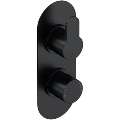 Round Thermo Twin Outlet Shower Mixer, Matt Black product image