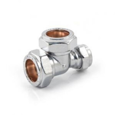 Comp Reducing Tee, Chrome Plated, 22mm x 22mm x 15mm product image