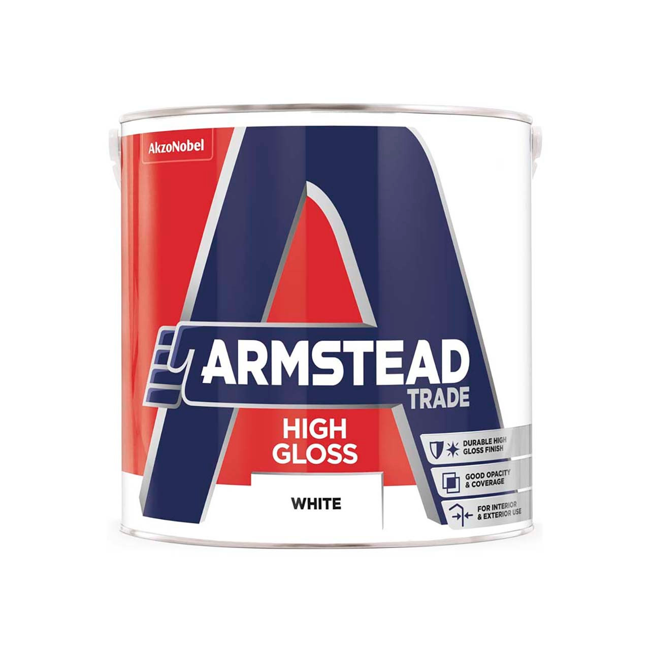 Photograph of Armstead Trade High Gloss White Paint, BS 6150, Solvent Based, 2.5L