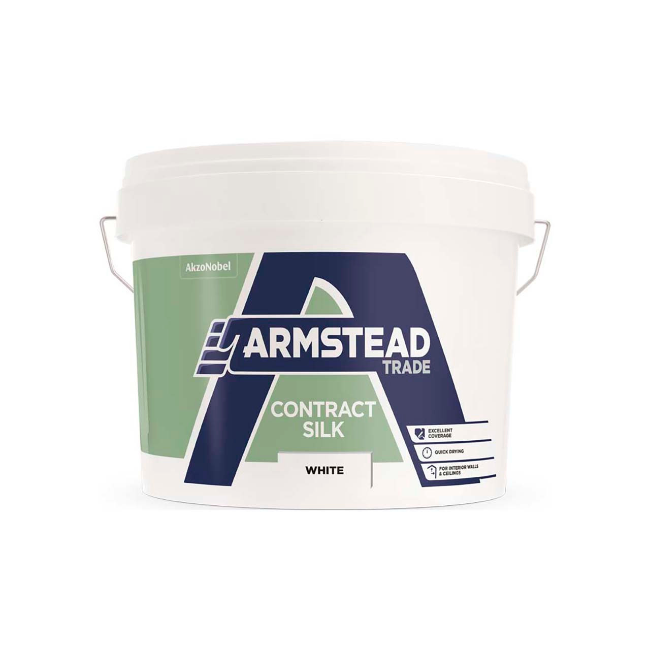 Photograph of Armstead Trade Silk Emulsion Paint, White, 10L Tub, Water Based, 12.102kg