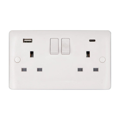 Deta Vimark Pro 13a 2 Gang Dp Usb Switched Skt Whi product image