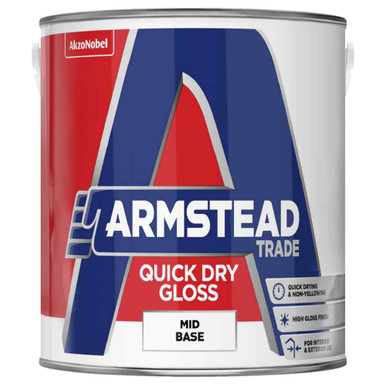 Further photograph of Armstead Trade Quick Dry Gloss 2.5L Pure Brilliant White, Water Based, 3.34kg