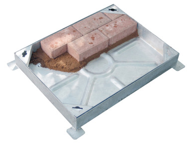 Manhole Cover & Frame Galvanised Block Paver Poly Frm 450mm Square to Round