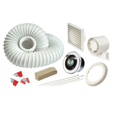 Manrose Slktcledb 4" Inline Shower Timer Fan With Led Light, Chrome product image