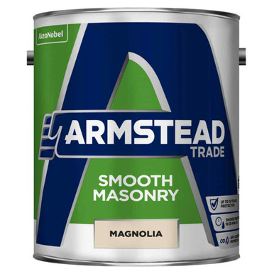 Armstead Trade Smooth Masonry Paint, Brilliant White, Water Based, 15 Year Warranty, 5L