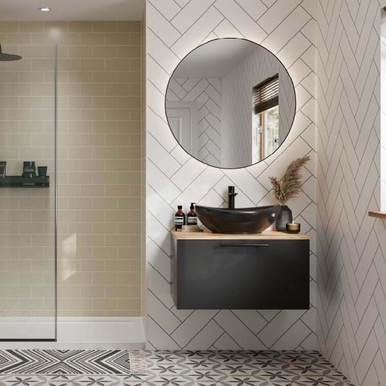 H/Bone Panel With 410mm x 123mm Rec Tile Alp Wht, 2400mm x 598mm x 11mm product image