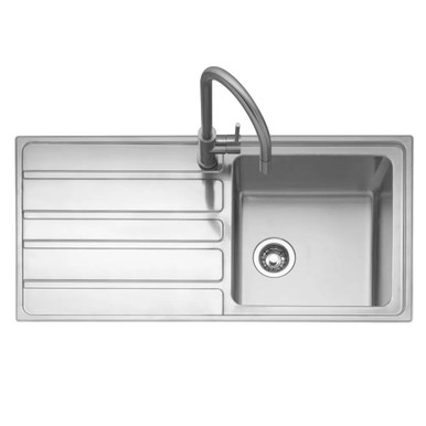 Vertice 100 Inset Sink With Left Hand Drainer, Stainless Steel product image