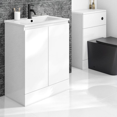 Halite Gloss White Unit And 1 Tap Hole Basin, 610mm x 318mm x 795mm, 2 Door product image