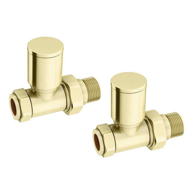 Brushed Brass Modern Radiator Valves Pair product image