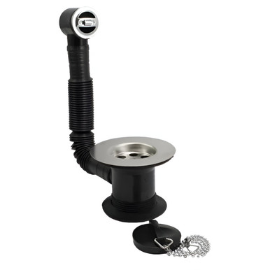 Distinct 1 1/2" Sink Combi Waste and Overflow, Stainless Steel, Plastic Poly Plug, Chrome Plated product image