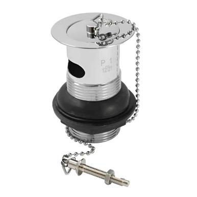 Distinct 1 1/4" Brass Basin Waste, Slotted, Plug, Chain and Stay, Chrome Plated product image