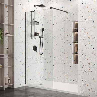 Distinct 900 Corner Wet Room Panel, 8mm, Black Frame product image
